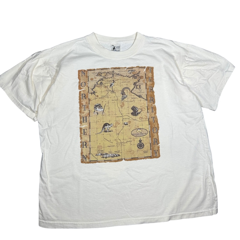Vintage Australia Map Gooses T-Shirts Northern Territory Made in AUS White XL